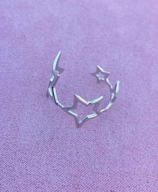 Bague argentée étoiles