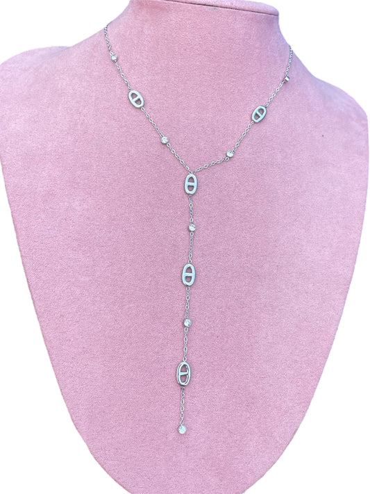 Collier y argenté mailles marine ✨🎀