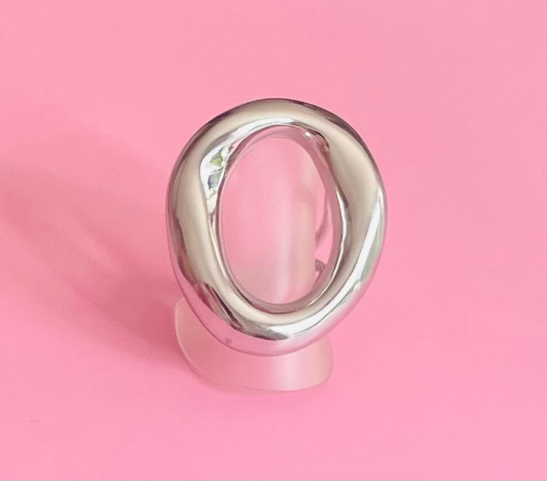 🎀✨grosse bague argentée ronde✨🎀