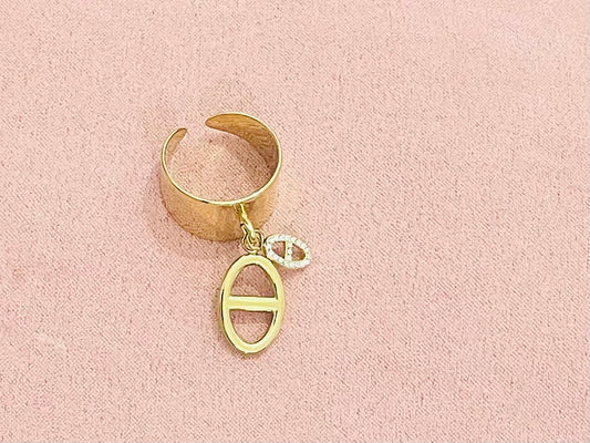 Bague dorée mailles marine