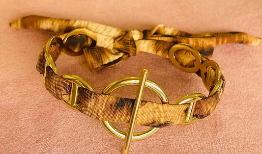 Jonc doré toggle léopard