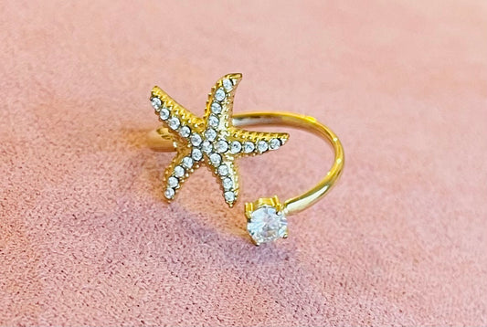Bague dorée étoile de mer