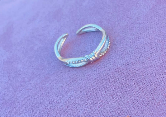 Bague argentée strass