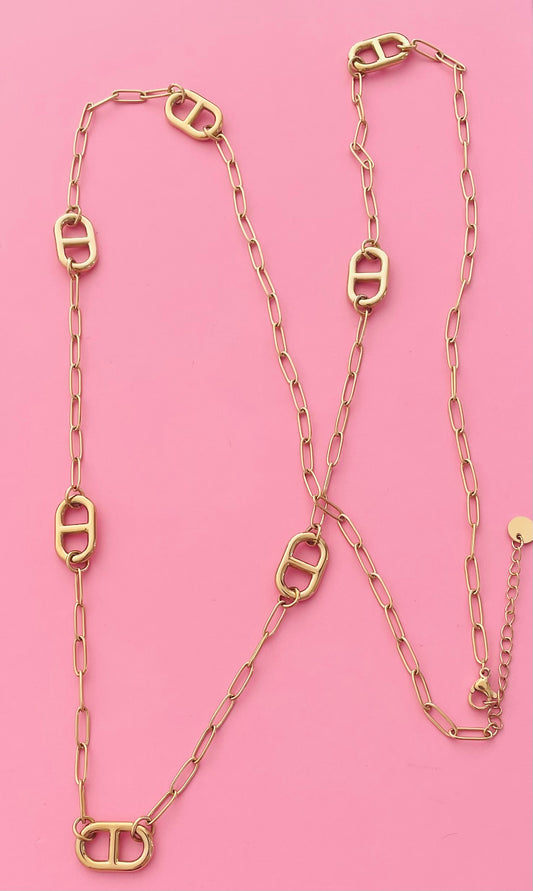 🎀Sautoir doré mailles marine ✨