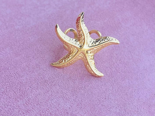 Bague dorée étoile de mer