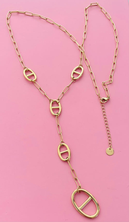 🎀Sautoir doré mailles marine ✨