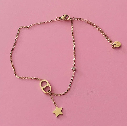 Chaine de cheville dorée maille marine ✨