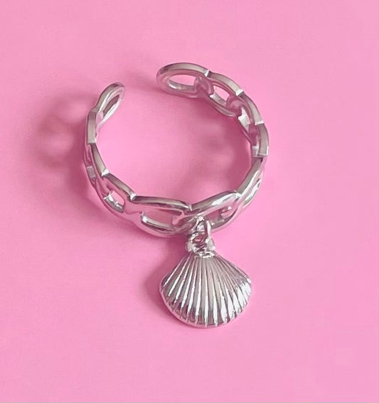 bague argentée coquillage✨
