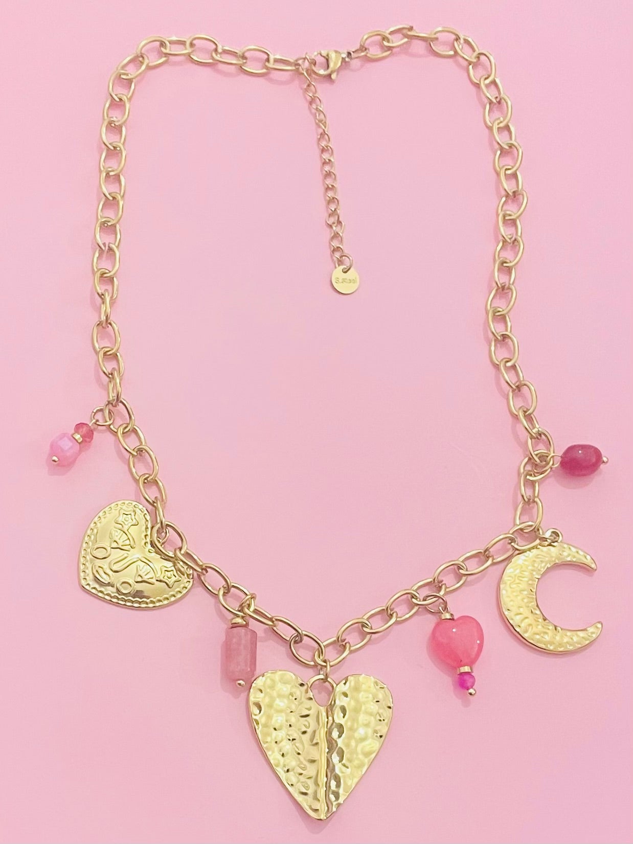 Collier breloques coeurs  lune doré ✨🎀