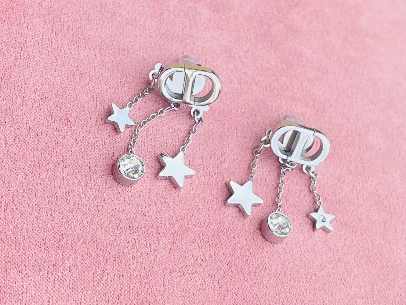 Boucles d’oreilles argentées  mailles marine