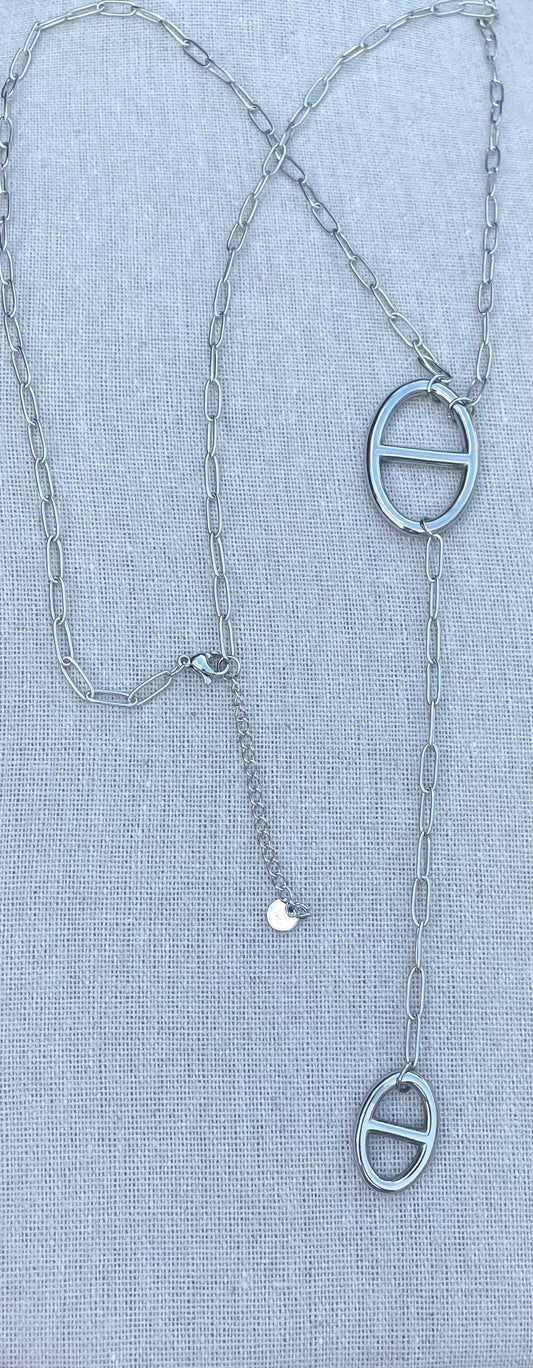 🎀✨Sautoir y argenté mailles marine