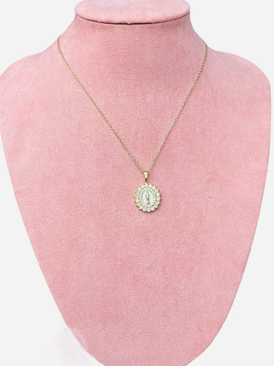 Collier doré vierge strass