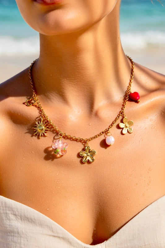 Collier doré fleurs