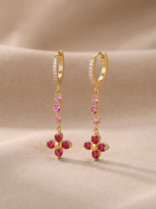 Boucles d'oreilles dorées rose 😍🌸💕
