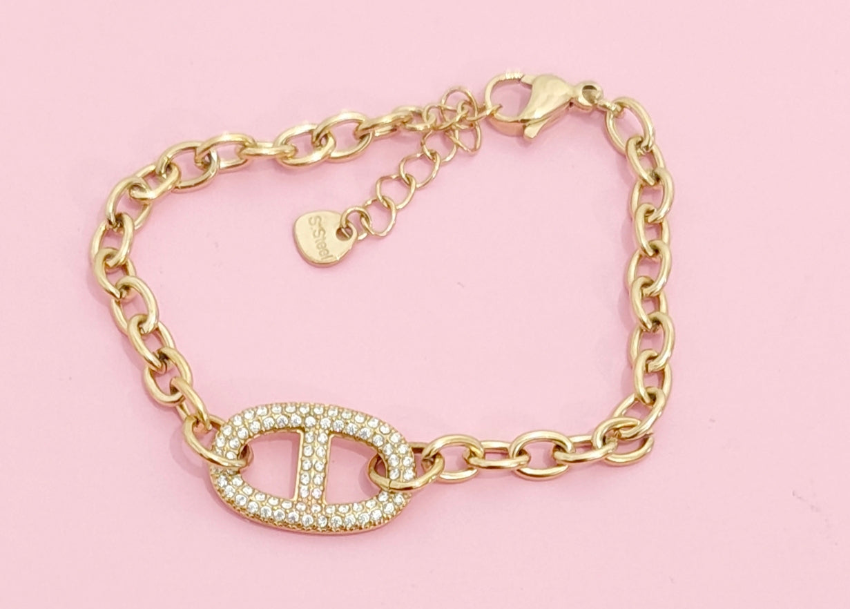 Bracelet doré mailles marine
