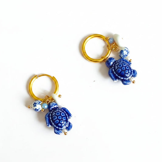 Boucles d'oreilles dorées tortue