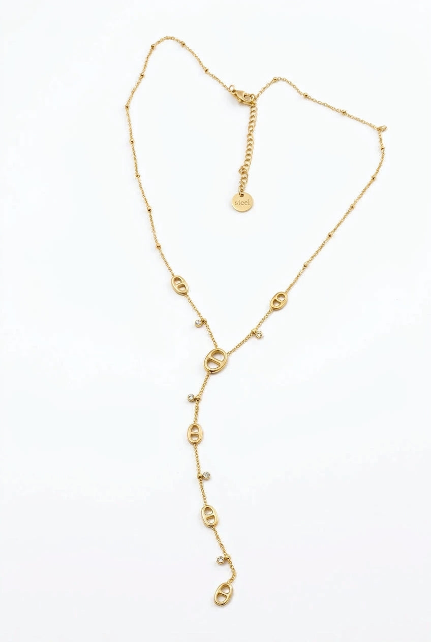 Collier doré mailles marine