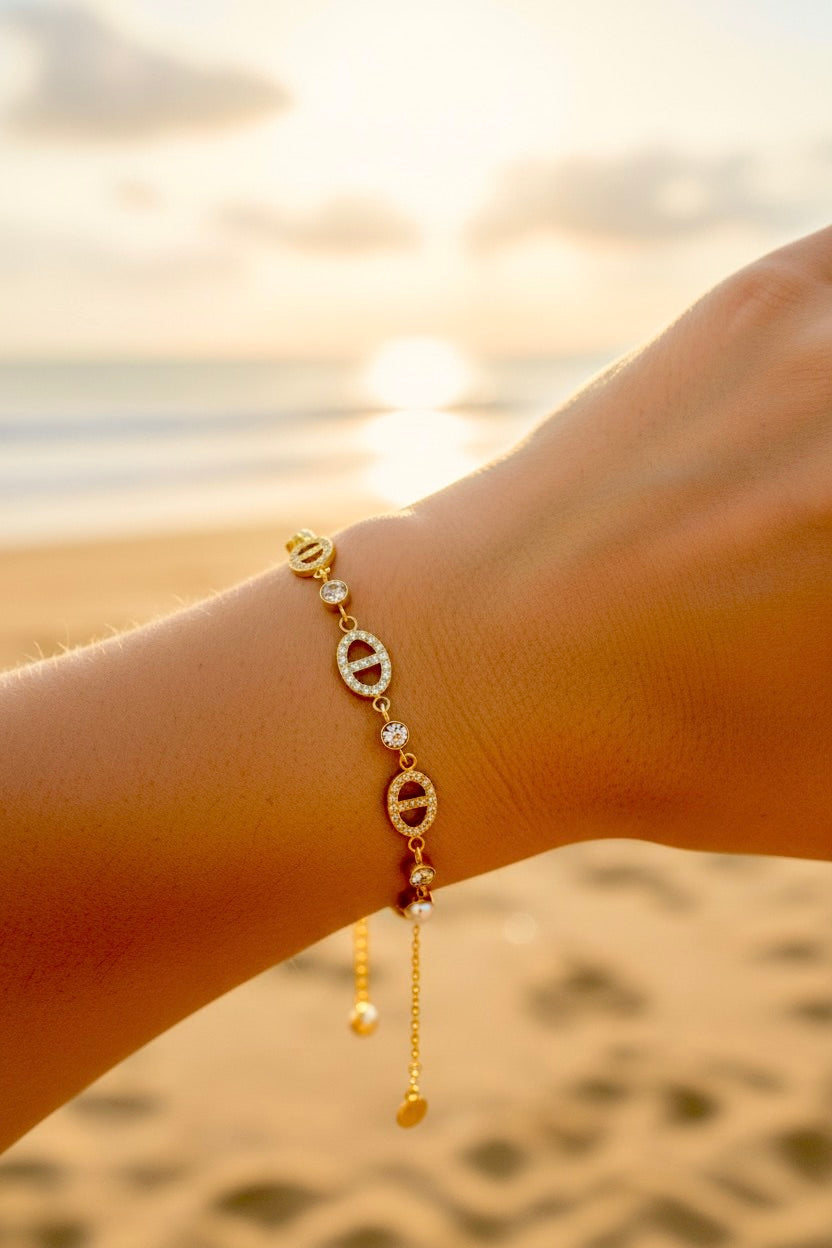Bracelet doré mailles marine