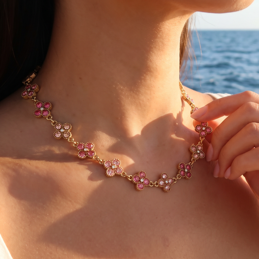 Collier doré fleurs