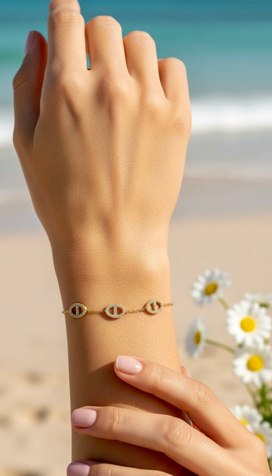 Bracelet doré mailles marine