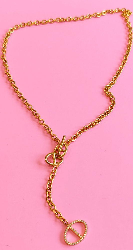 Collier doré mailles marine