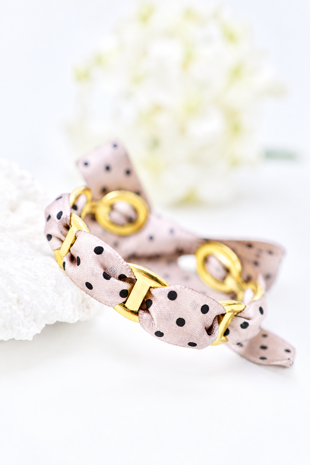 Bracelet Jonc doré/Nude mailles marine