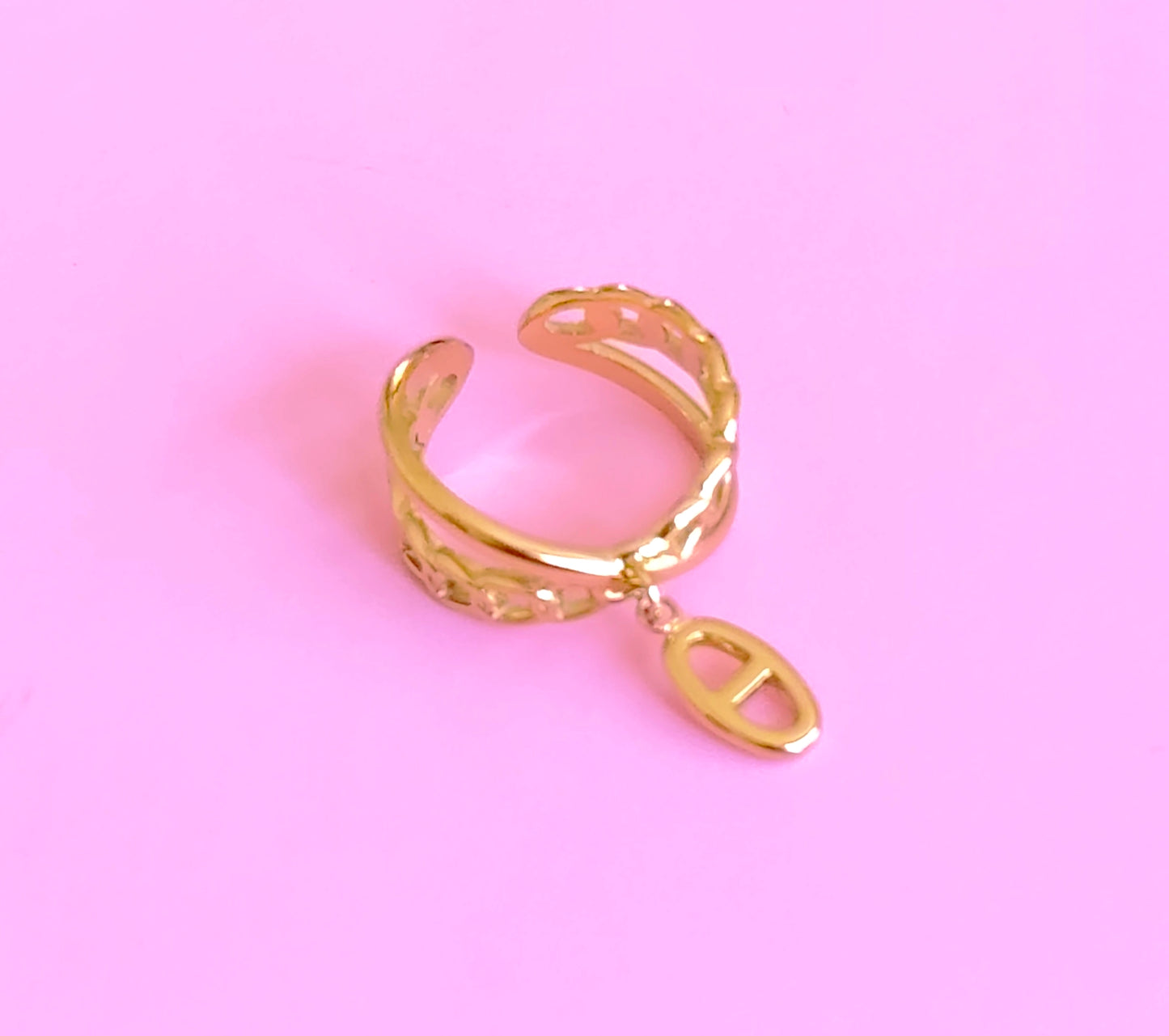Bague dorée maille marine