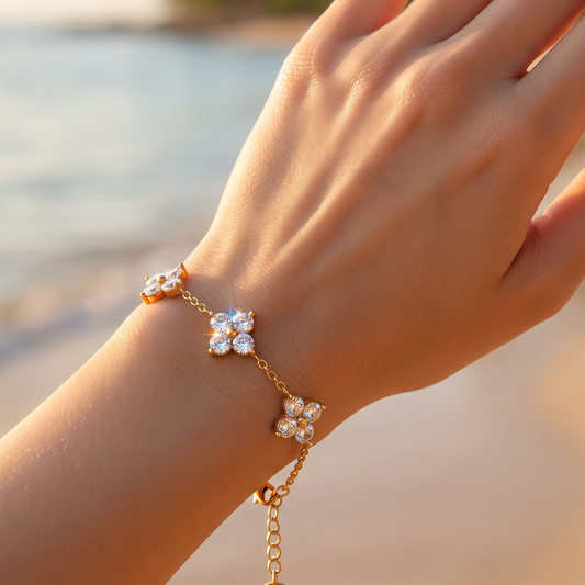 Bracelet doré fleurs
