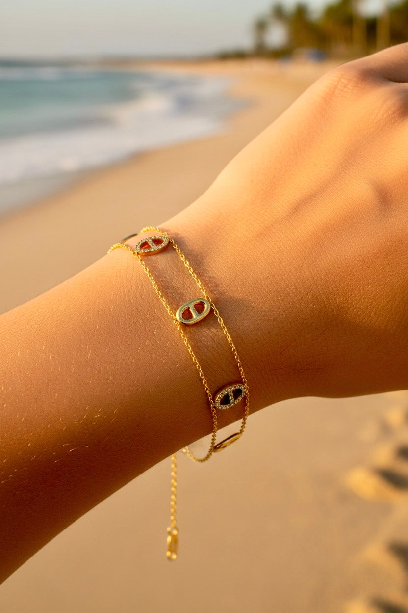 Bracelet doré mailles marine ⭐
