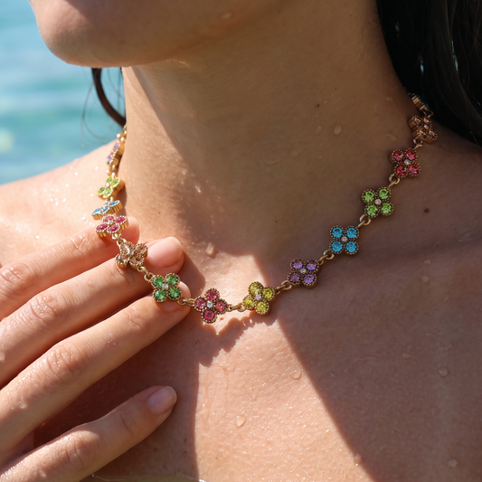 Collier doré fleurs