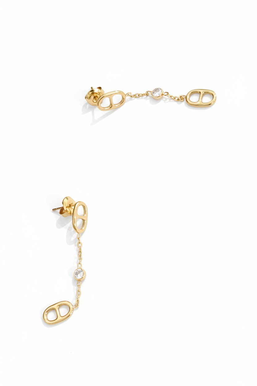 Boucles d'oreilles dorées mailles marine