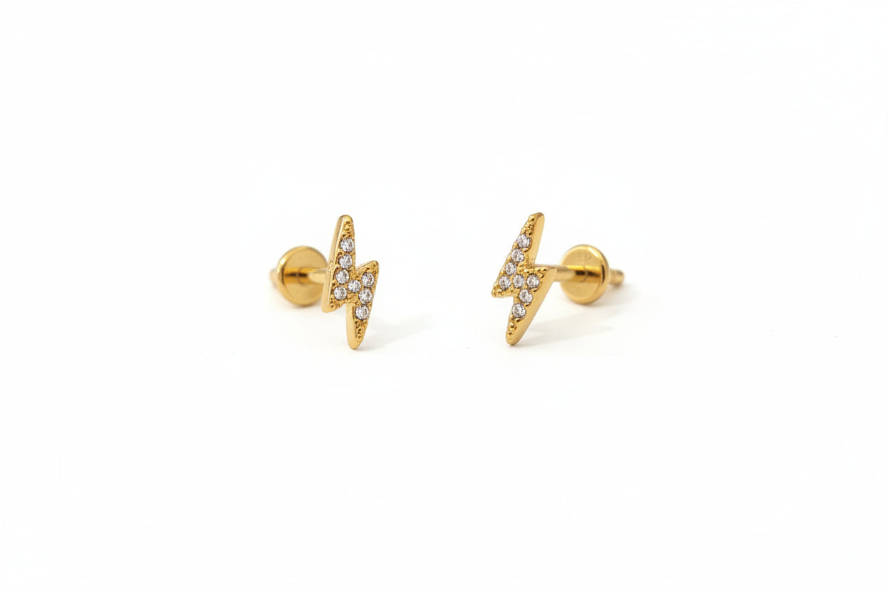 Boucles d'oreilles dorées éclairs