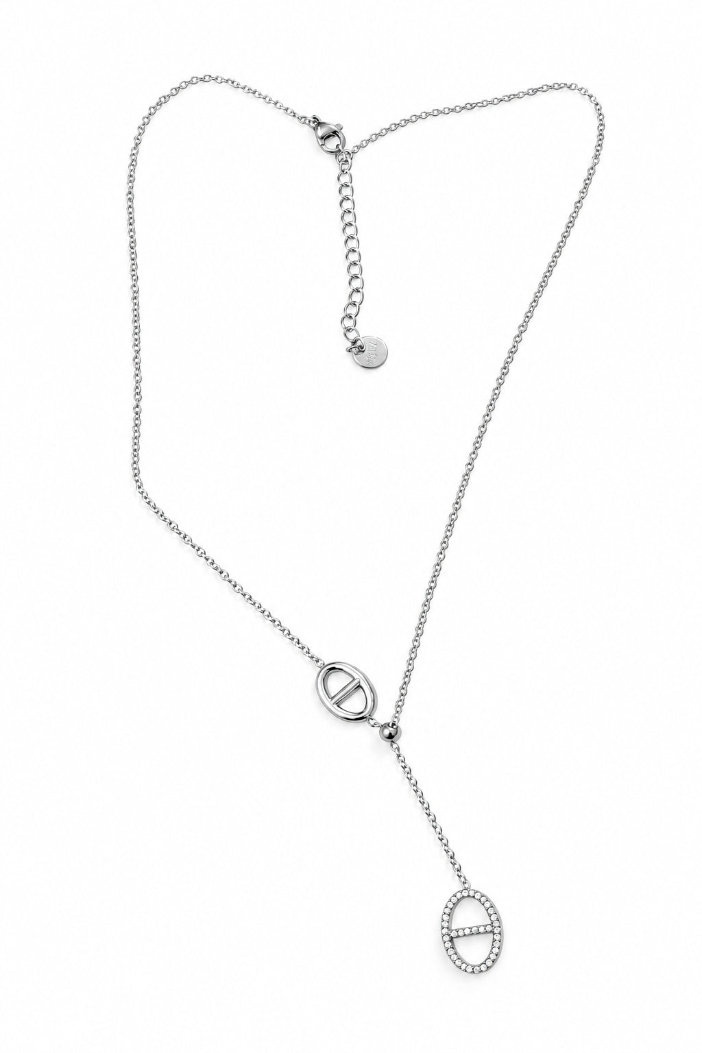 Collier argenté mailles marine 🩷