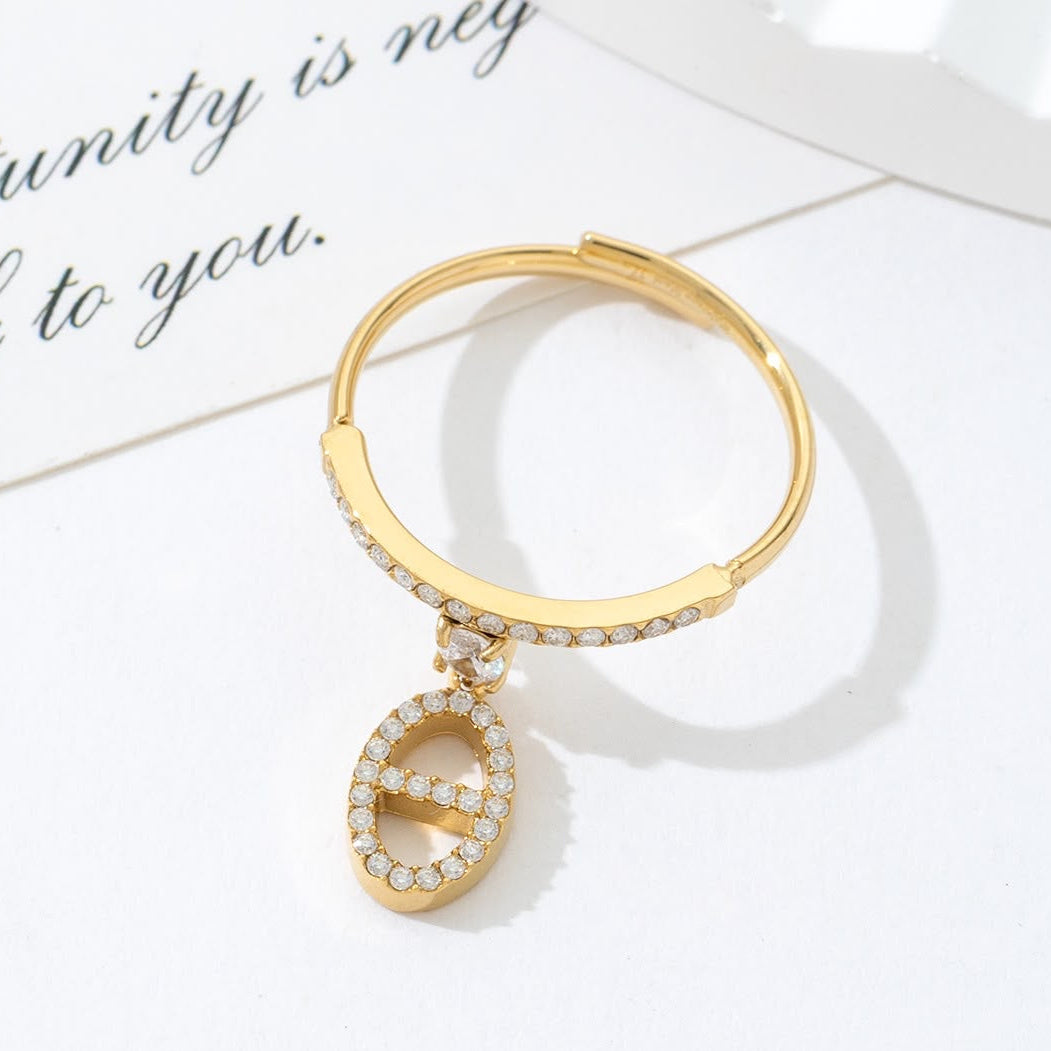 Bague dorée maille marine
