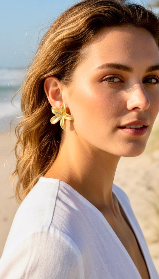Boucles d'oreilles dorées clips fleurs