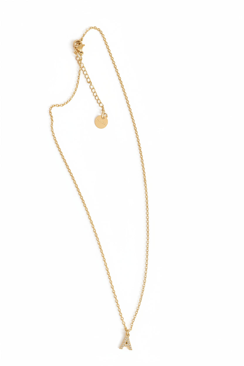 Collier doré initial A strass