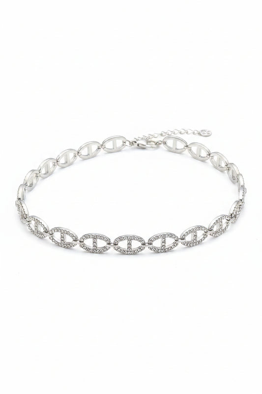 Collier argenté mailles marine