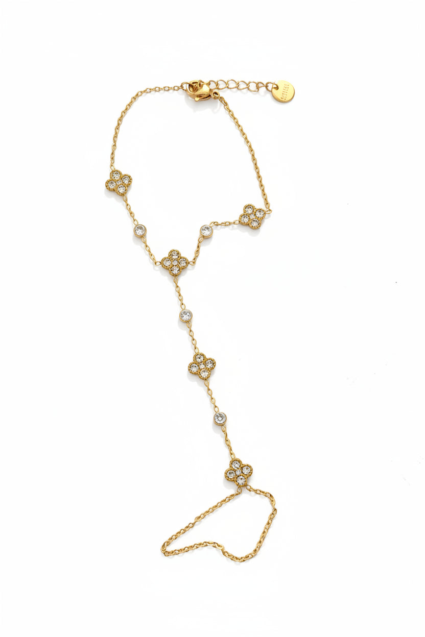 Chaine de main dorée fleurs