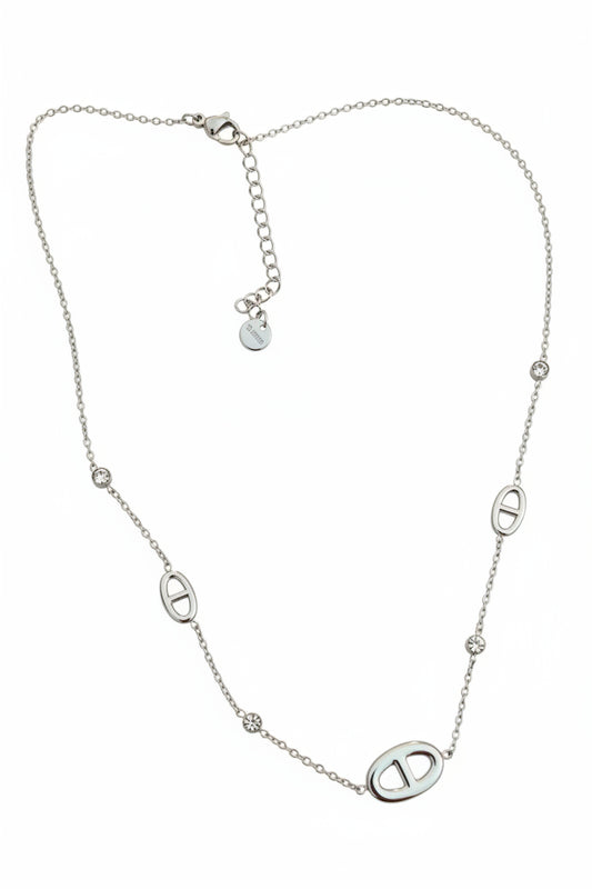 Collier argenté mailles marine