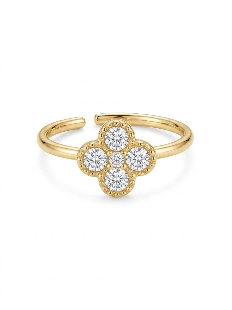 Bague dorée fleur