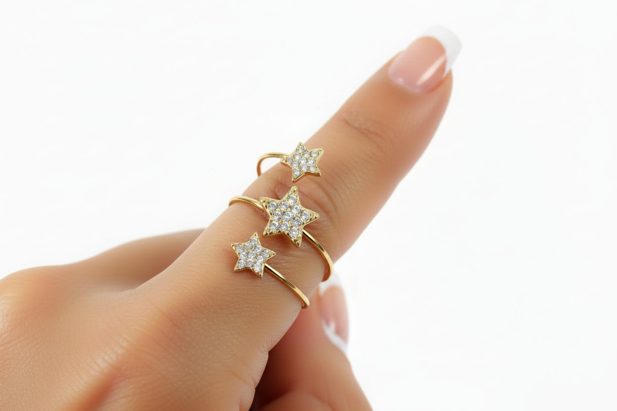 Bague dorée étoiles