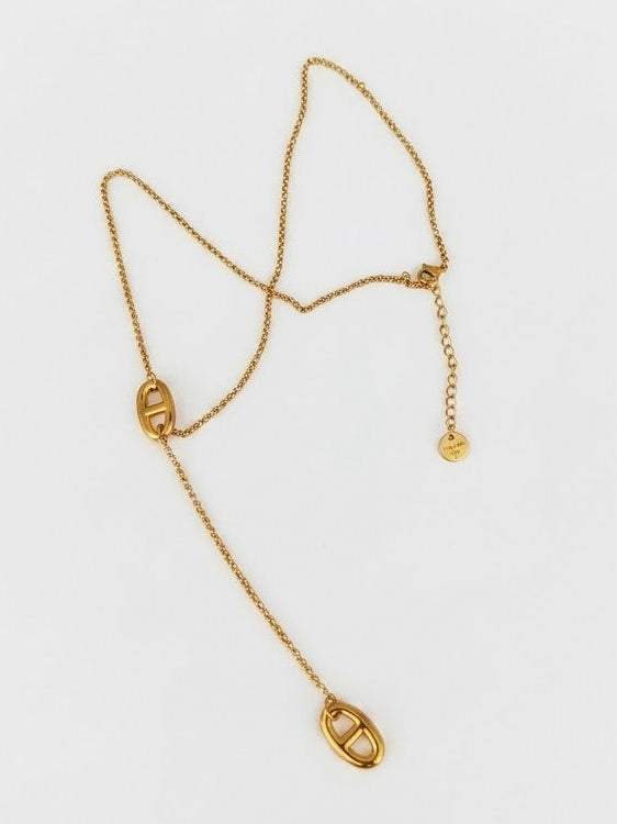 Collier doré mailles marine