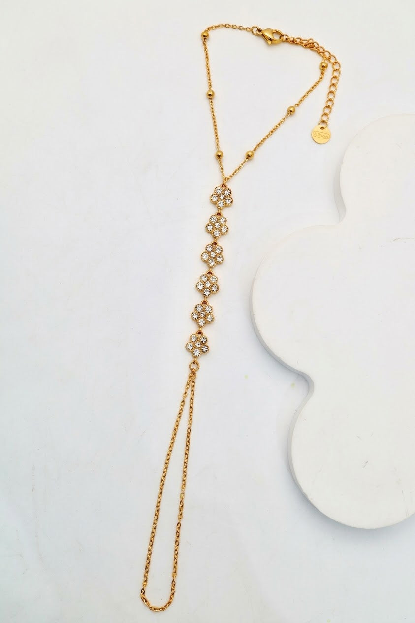 Chaine de main dorée fleurs ✨