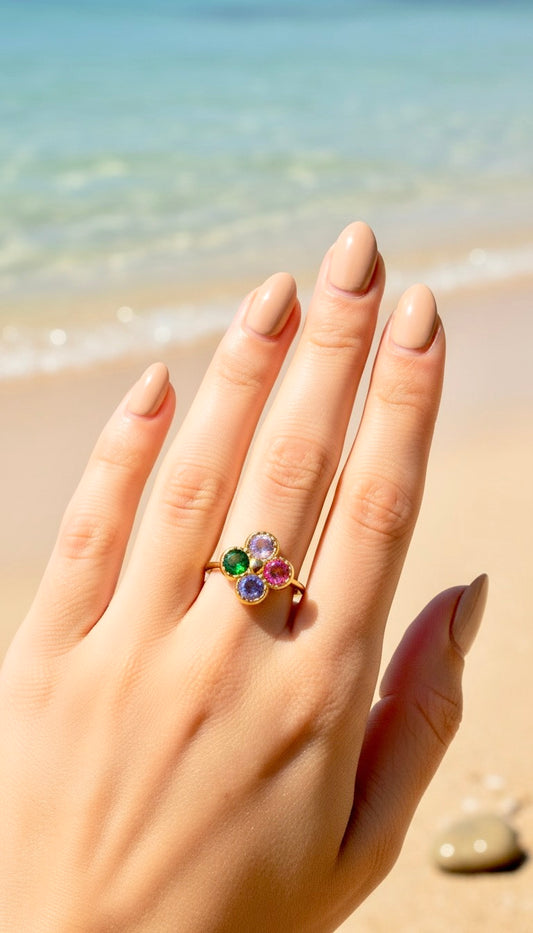 Bague dorée multicolore