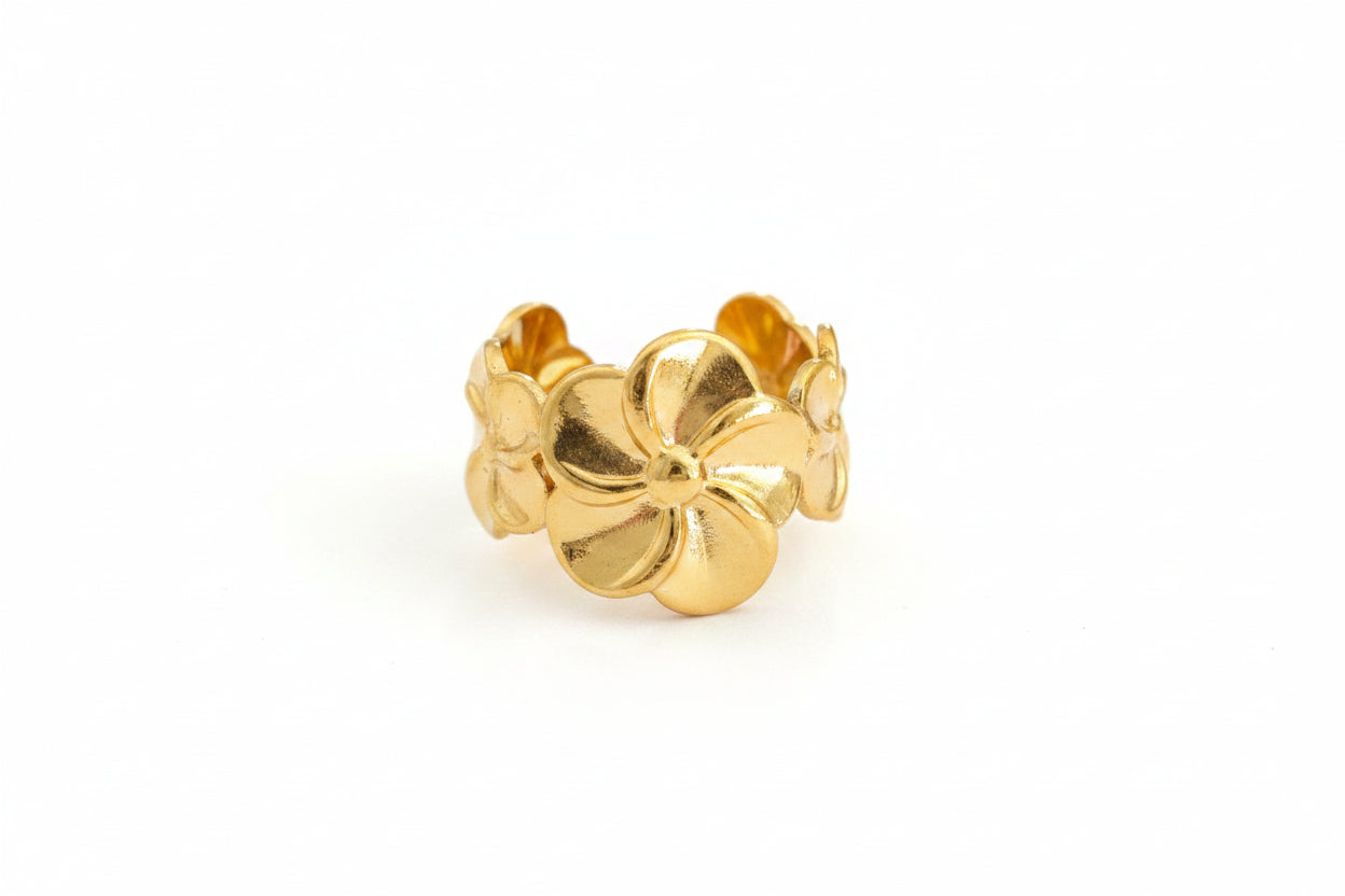 Bague dorée fleurs