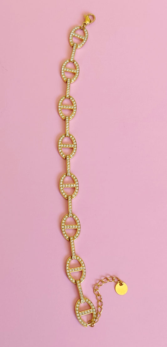 Bracelet doré mailles marine