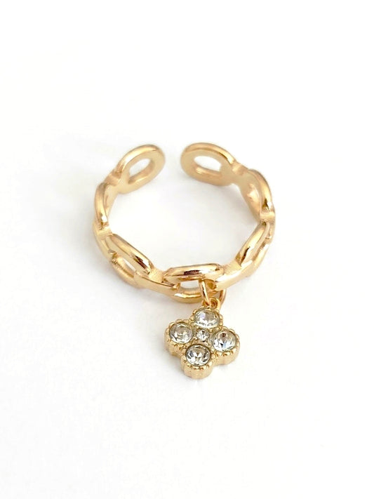 Bague dorée fleur