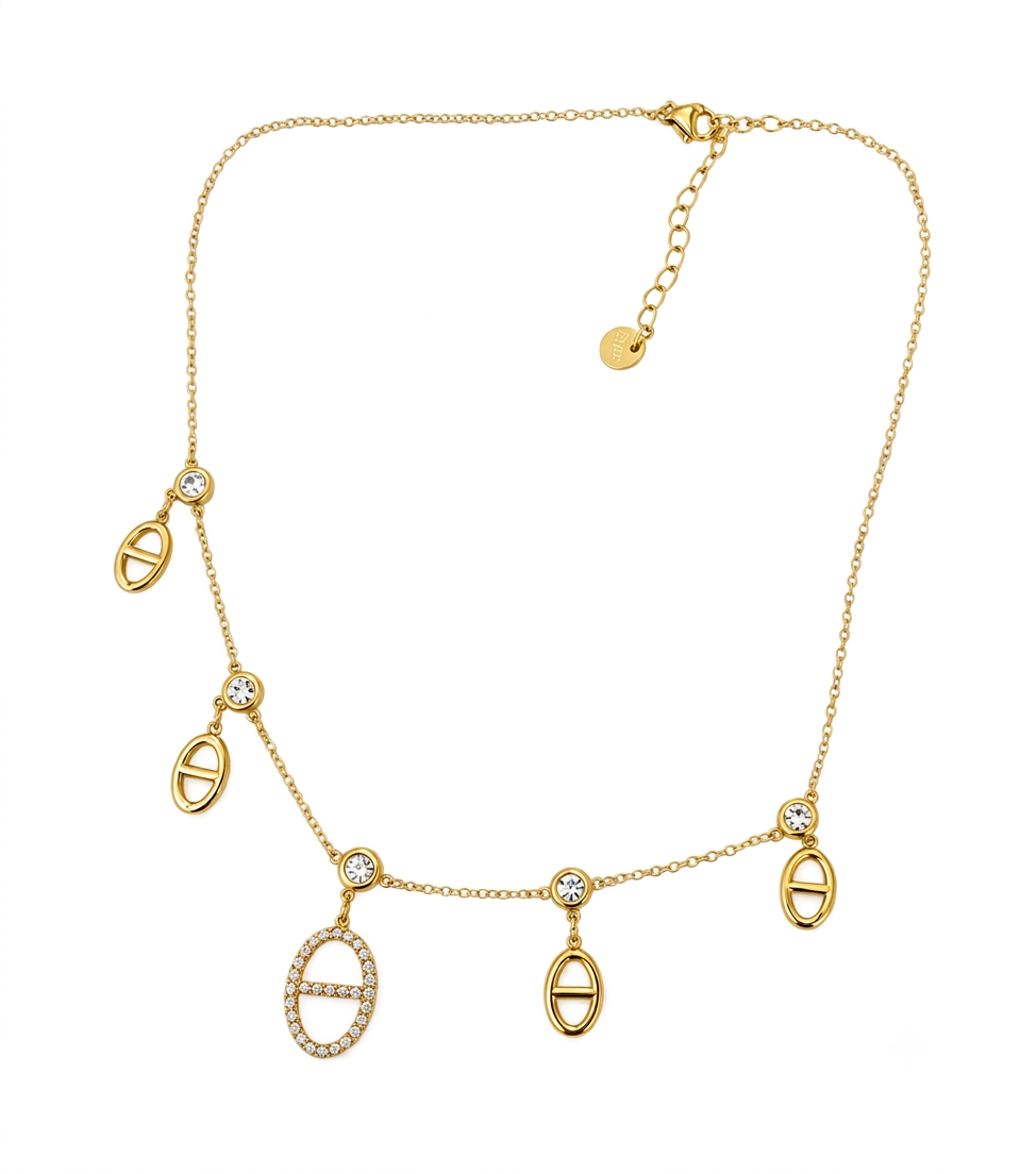 Collier doré mailles marine