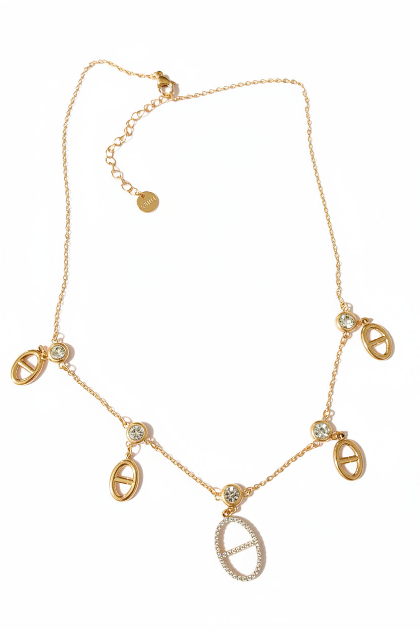 Collier doré mailles marine