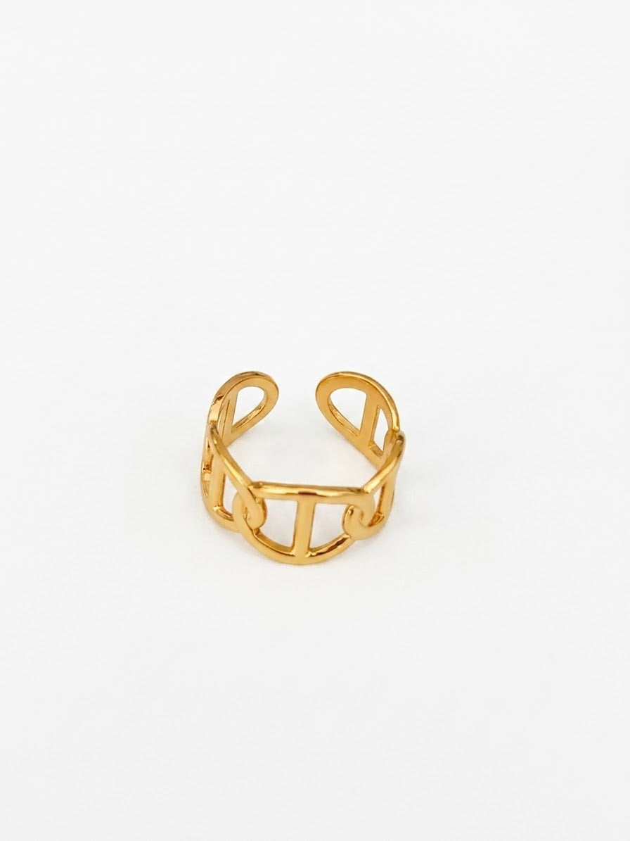 Bague dorée mailles marine